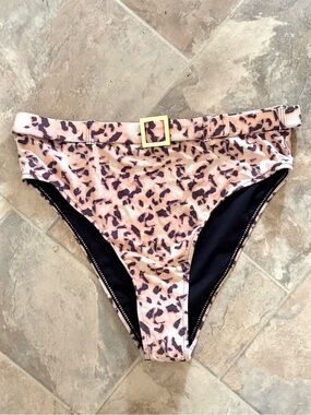 We Wore What Animal Print Belted Bikini Bottom Size Large